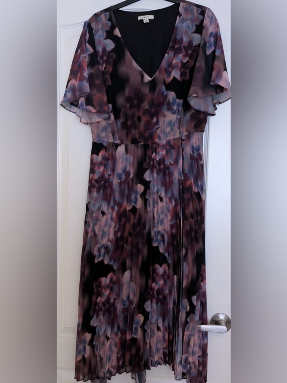 Rw&Co Purple Floral Chiffon Dress Medium